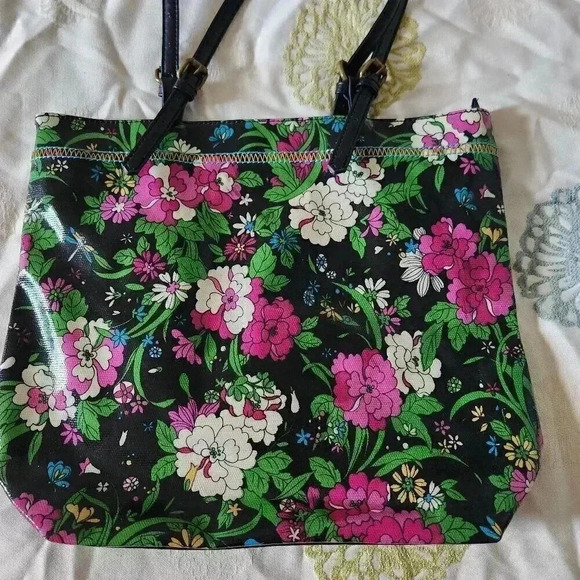 Floral Print Coated Canvas Tote Bag - Picture 1 of 5